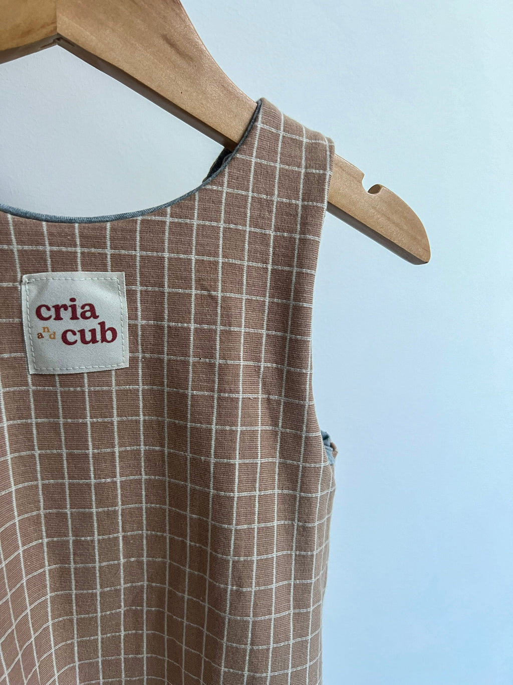 Beige Grid Romper